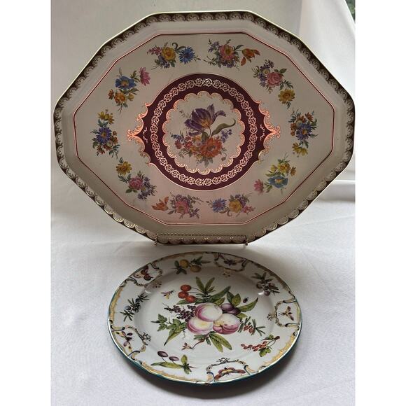 Daher Decorated Ware England Octagon Tulips Spring Flowers Metal Tray Jami Ray - Picture 1 of 6